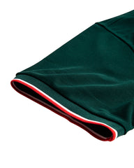 Men's Striped Trim Short Sleeve Polo Shirt in Forest Green