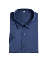 Men's Short Sleeve Button-Up Shirt in Navy Blue