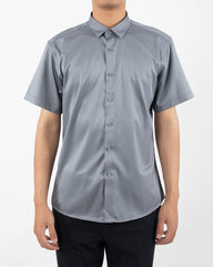 Men's Short Sleeve Button-Up Shirt in Slate Gray