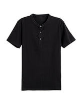 Men's Short Sleeve Henley T-Shirt in Black
