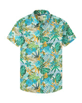 Men's Tropical Floral Short Sleeve Button-Up Shirt in Ivory