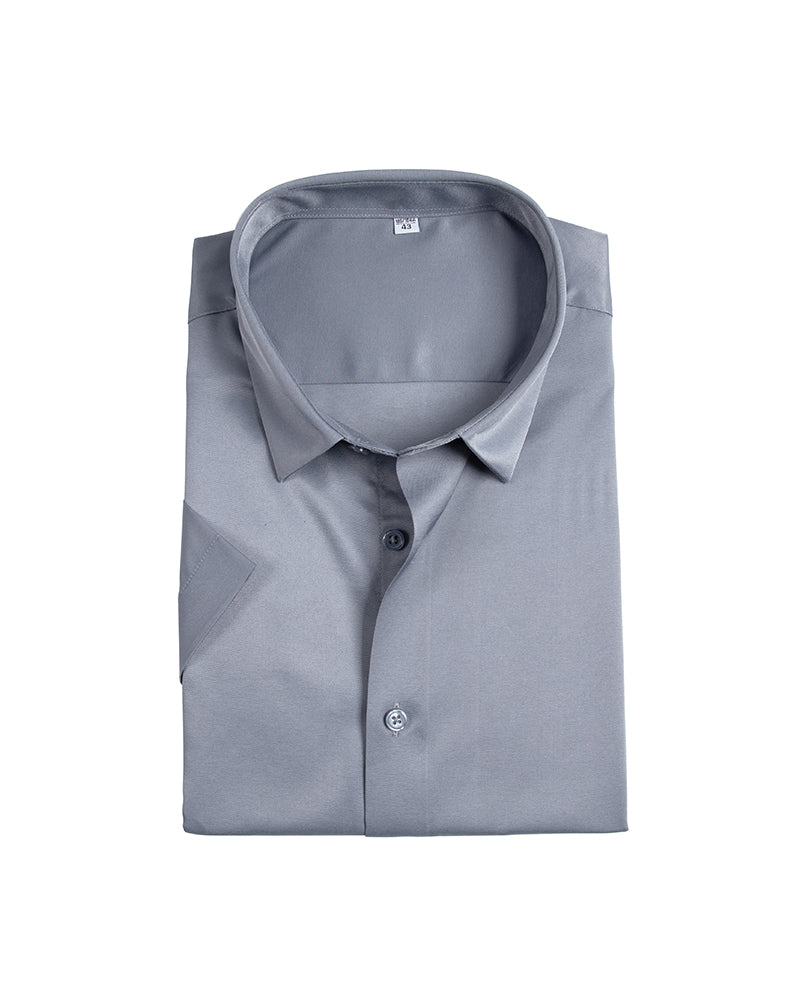 Men's Short Sleeve Button-Up Shirt in Slate Gray