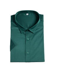 Men's Short Sleeve Button-Up Shirt in Emerald Green