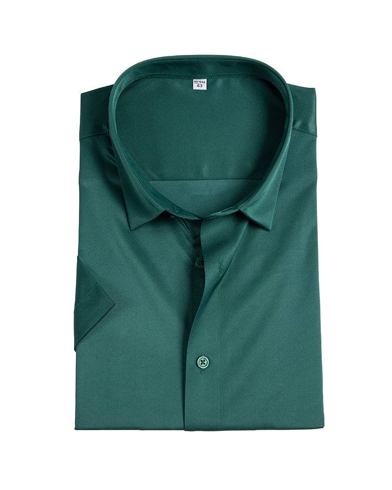 Men's Short Sleeve Button-Up Shirt in Emerald Green