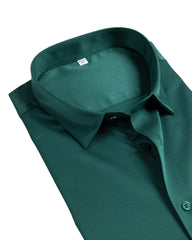 Men's Short Sleeve Button-Up Shirt in Emerald Green