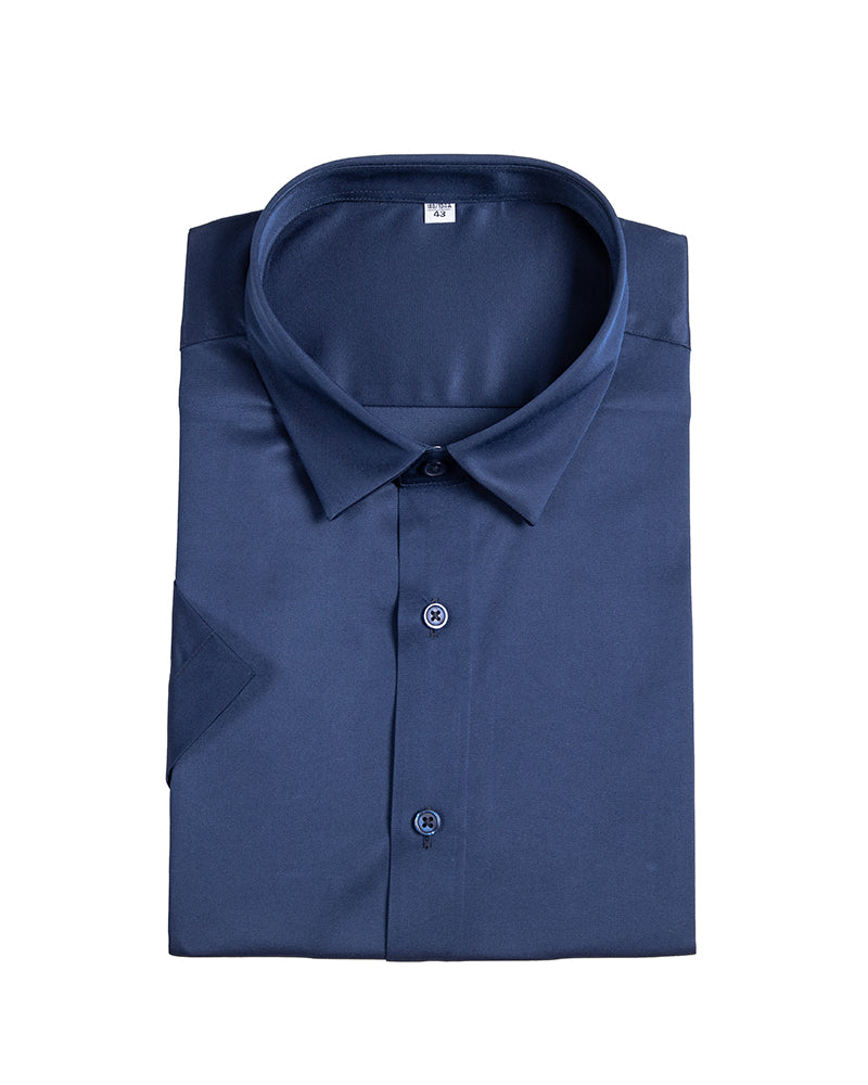Men's Short Sleeve Button-Up Shirt in Navy Blue