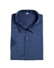 Men's Short Sleeve Button-Up Shirt in Navy Blue