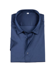 Men's Short Sleeve Button-Up Shirt in Navy Blue