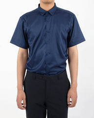 Men's Short Sleeve Button-Up Shirt in Navy Blue