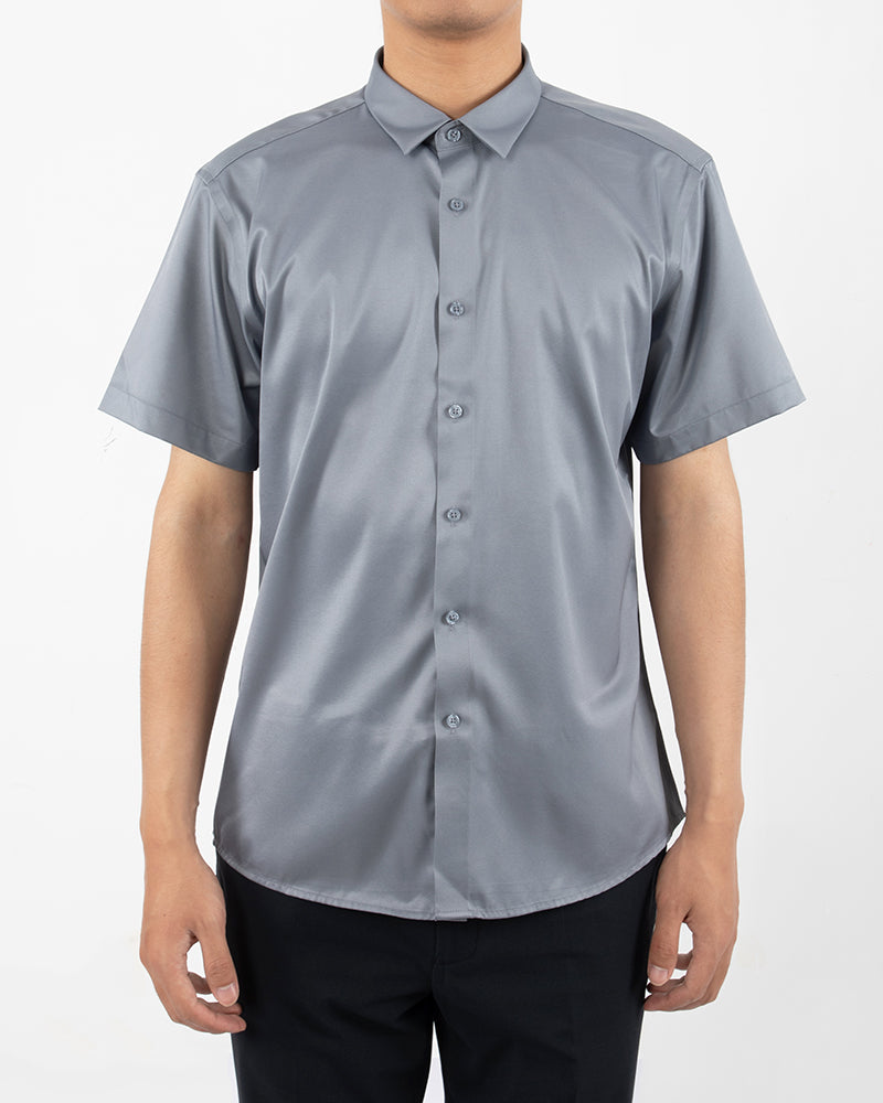 Men's Short Sleeve Button-Up Shirt in Slate Gray