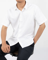 Men's Short Sleeve Button-Up Shirt in White