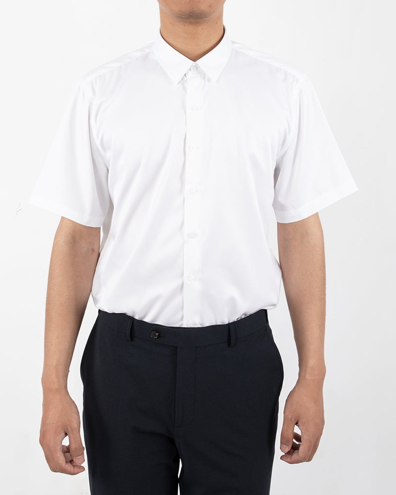 Men's Short Sleeve Button-Up Shirt in White