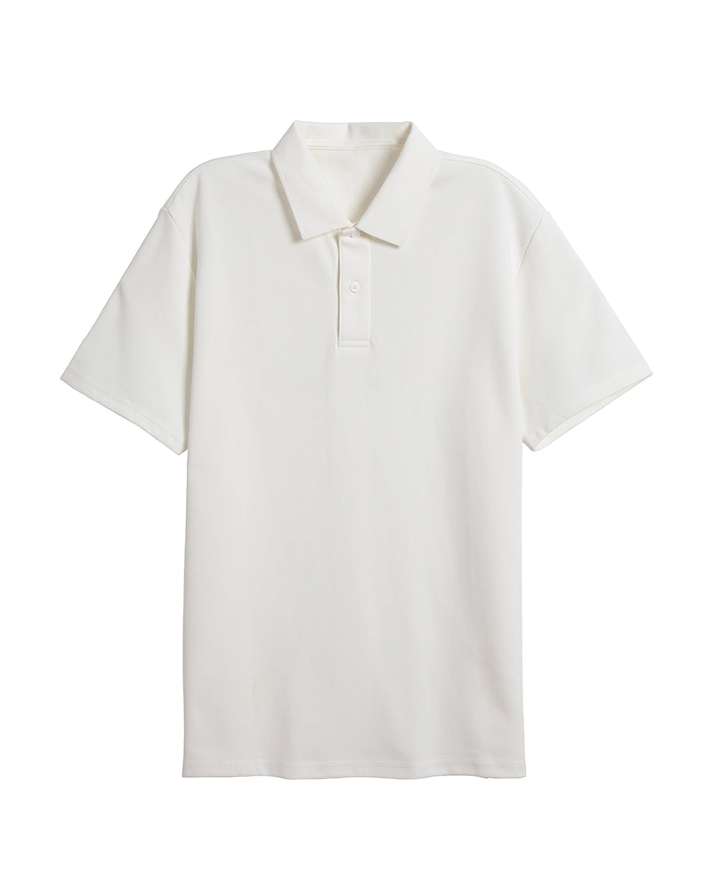 Men's Solid Short Sleeve Polo Shirt in Ivory