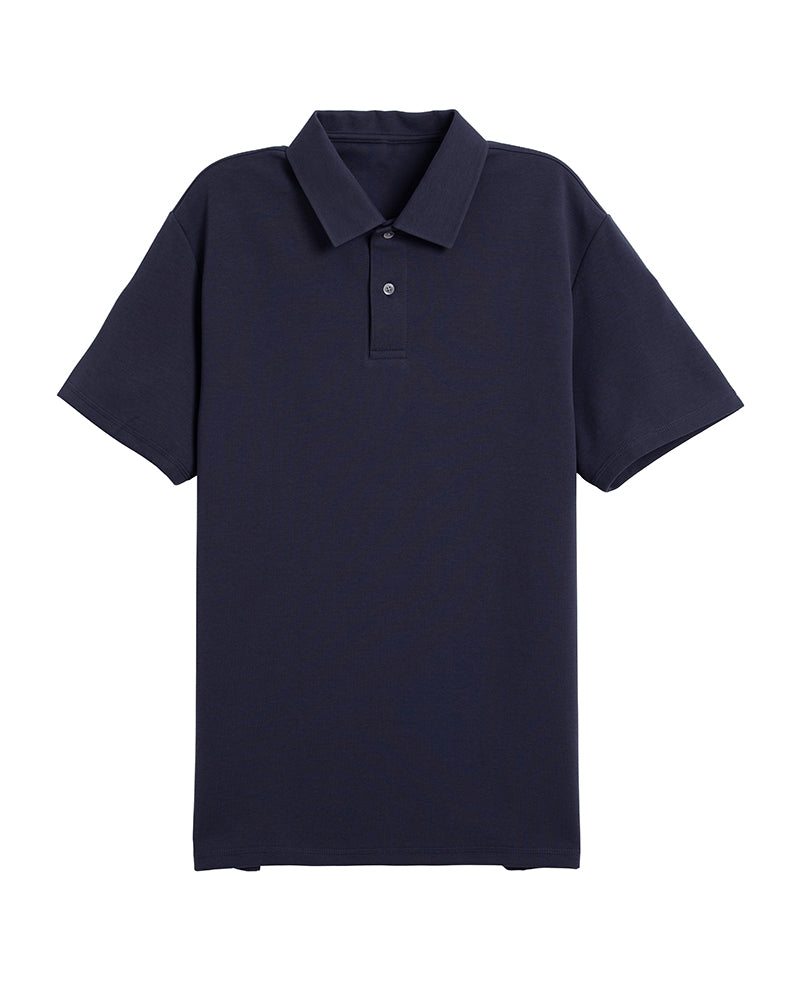 Men's Solid Short Sleeve Polo Shirt in Navy Blue