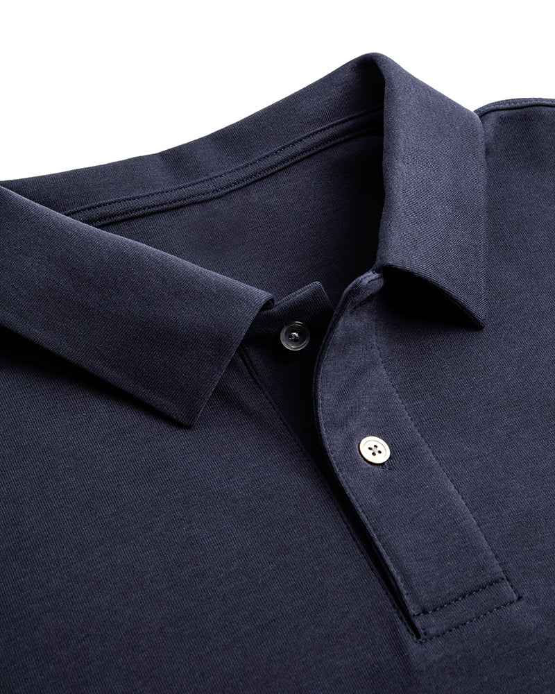 Men's Solid Short Sleeve Polo Shirt in Navy Blue