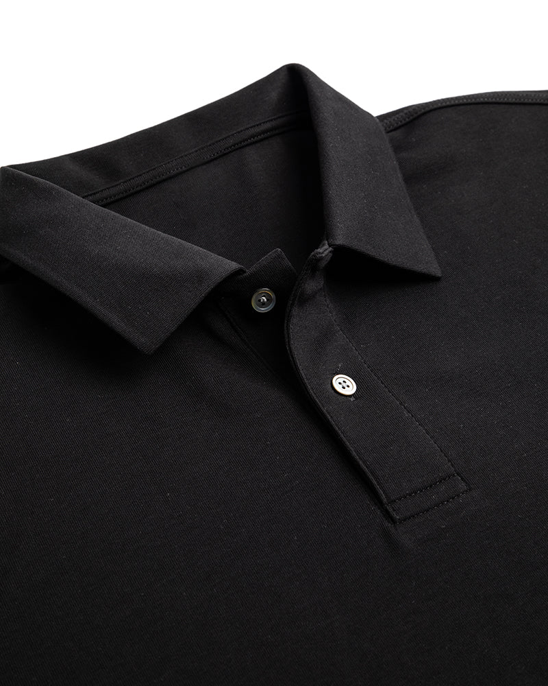 Men's Solid Short Sleeve Polo Shirt in Black