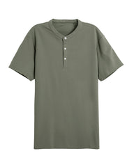 Men's Short Sleeve Henley T-Shirt in Olive Green