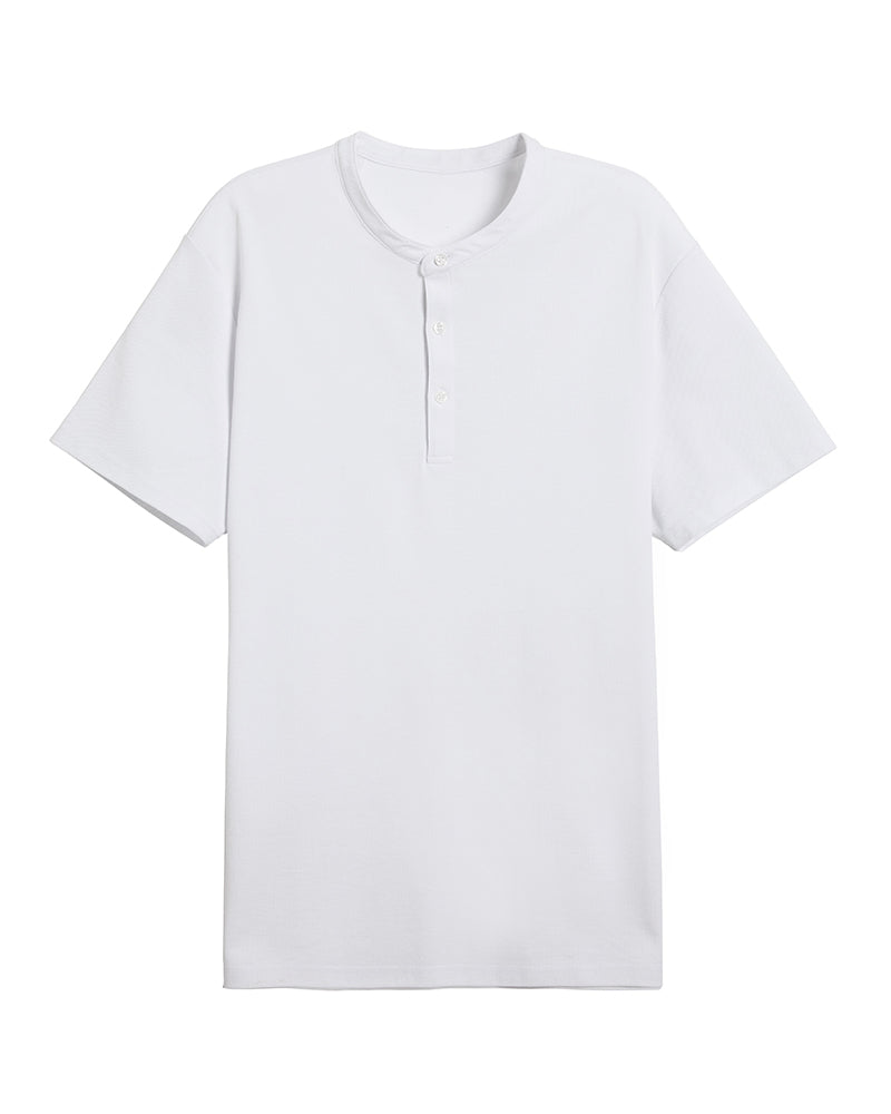 Men's Short Sleeve Henley T-Shirt in White