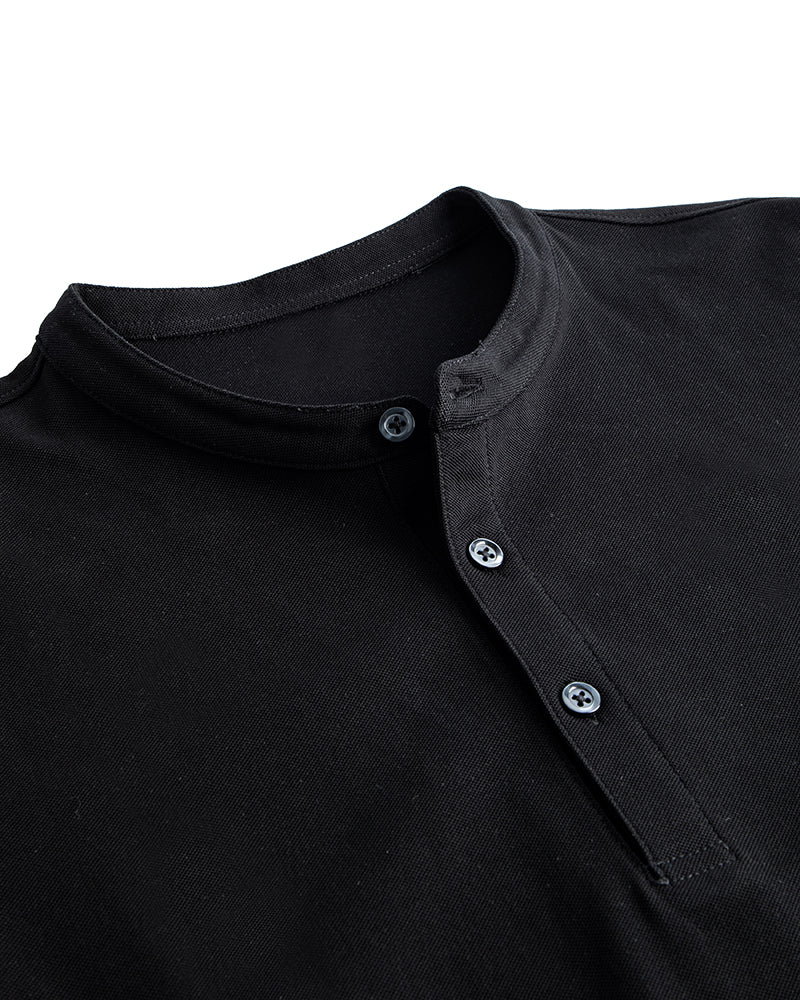 Men's Short Sleeve Henley T-Shirt in Black