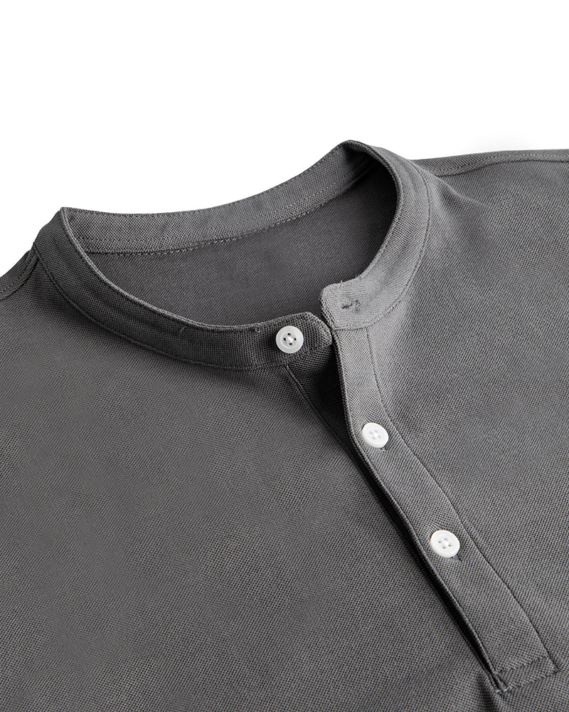 Men's Short Sleeve Henley T-Shirt in Charcoal Gray
