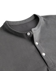 Men's Short Sleeve Henley T-Shirt in Charcoal Gray