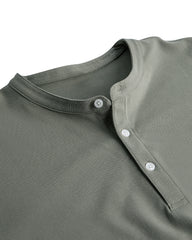 Men's Short Sleeve Henley T-Shirt in Olive Green
