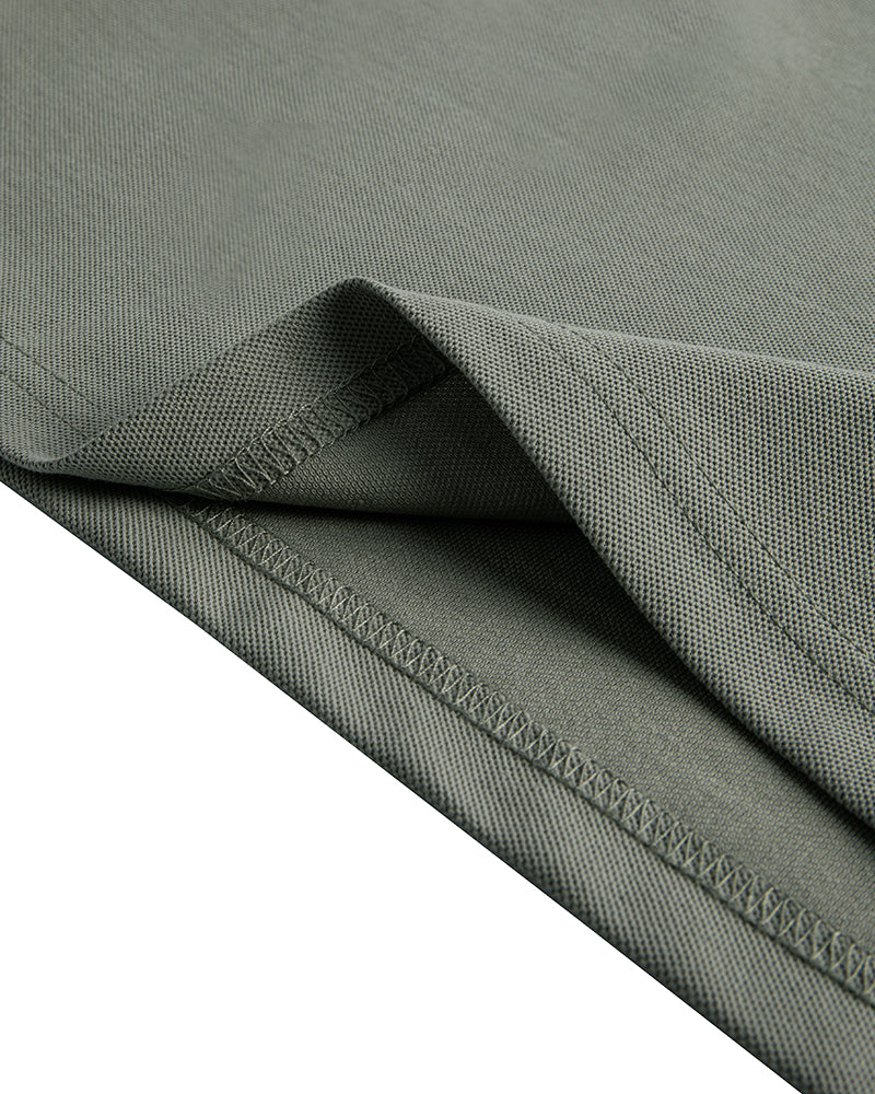 Men's Short Sleeve Henley T-Shirt in Olive Green