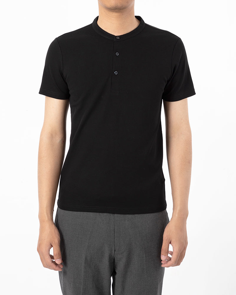 Men's Short Sleeve Henley T-Shirt in Black