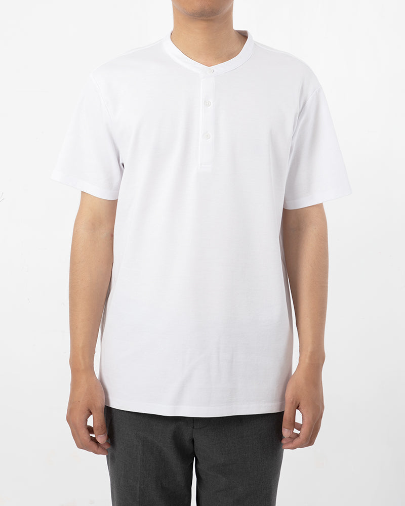 Men's Short Sleeve Henley T-Shirt in White