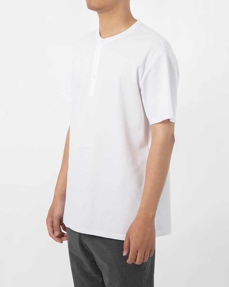 Men's Short Sleeve Henley T-Shirt in White