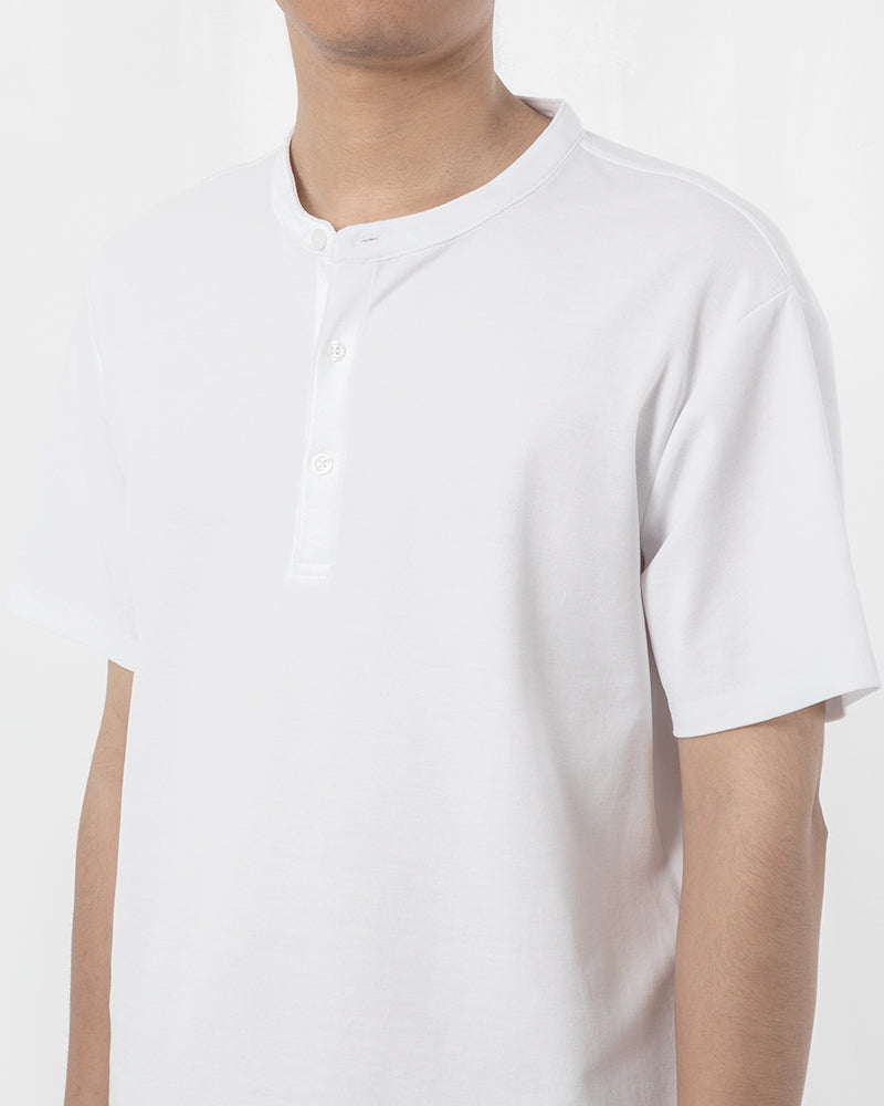 Men's Short Sleeve Henley T-Shirt in White