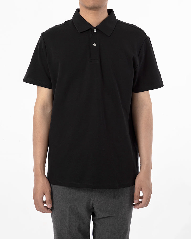 Men's Solid Short Sleeve Polo Shirt in Black