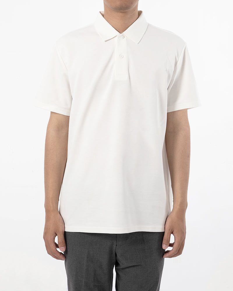 Men's Solid Short Sleeve Polo Shirt in Ivory