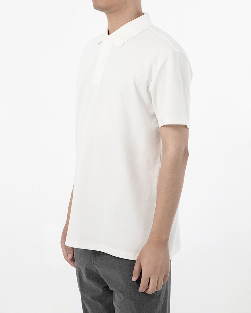 Men's Solid Short Sleeve Polo Shirt in Ivory