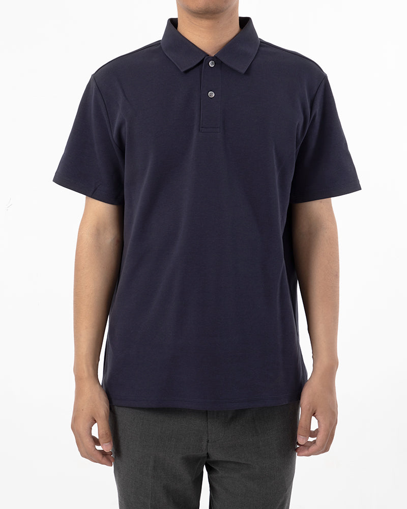 Men's Solid Short Sleeve Polo Shirt in Navy Blue