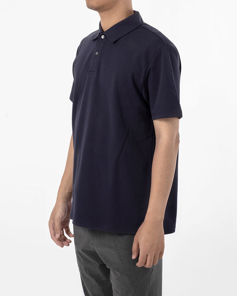 Men's Solid Short Sleeve Polo Shirt in Navy Blue
