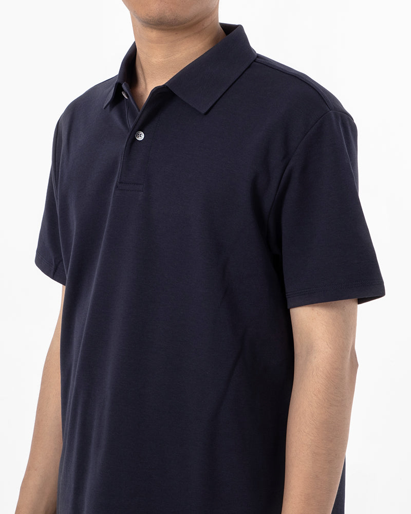 Men's Solid Short Sleeve Polo Shirt in Navy Blue