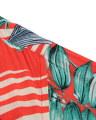 Men's Tropical Floral Short Sleeve Button-Up Shirt in Red