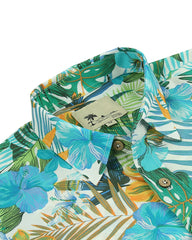 Men's Tropical Floral Short Sleeve Button-Up Shirt in Ivory