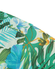 Men's Tropical Floral Short Sleeve Button-Up Shirt in Ivory