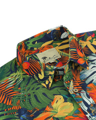 Men's Dark Tropical Floral Short Sleeve Button-Up Shirt
