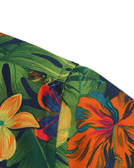 Men's Dark Tropical Floral Short Sleeve Button-Up Shirt