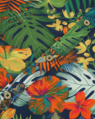 Men's Dark Tropical Floral Short Sleeve Button-Up Shirt
